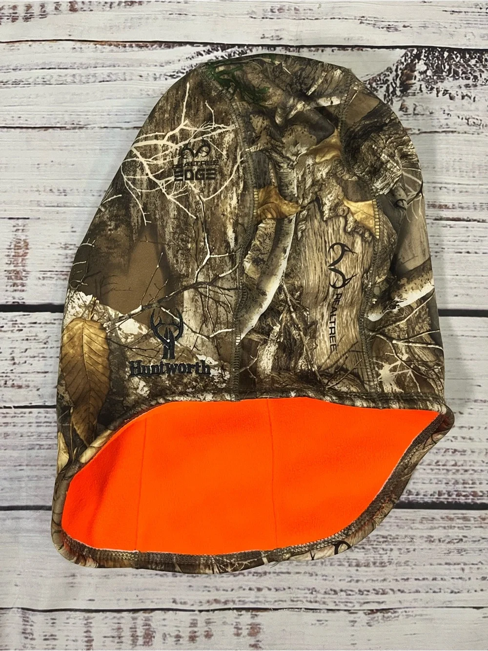 Huntworth Performance Men’sReversible Camo/Orange Fleece Balaclava RealTree Edge